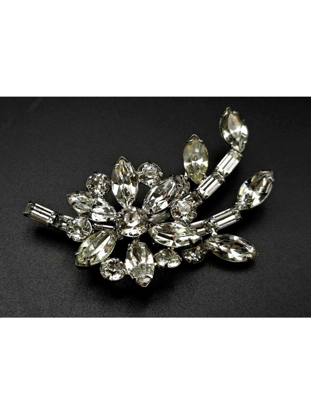 Vintage Kramer Of New York Large Rhinestone Floral Brooch Pin 3.5"